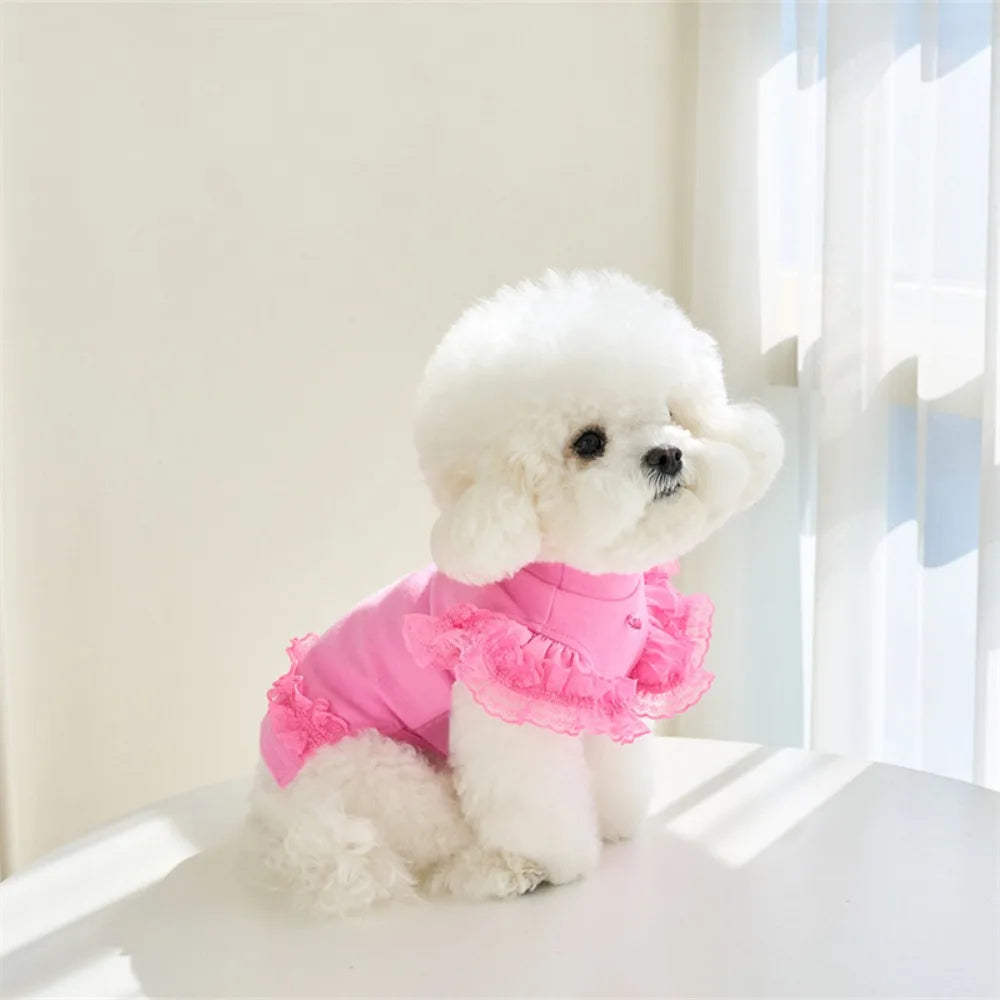Pet Supplies Lace Pet Summer Vest Soft Flying Sleeve Cat Base Skirt Breathable Dog Clothes Puppy