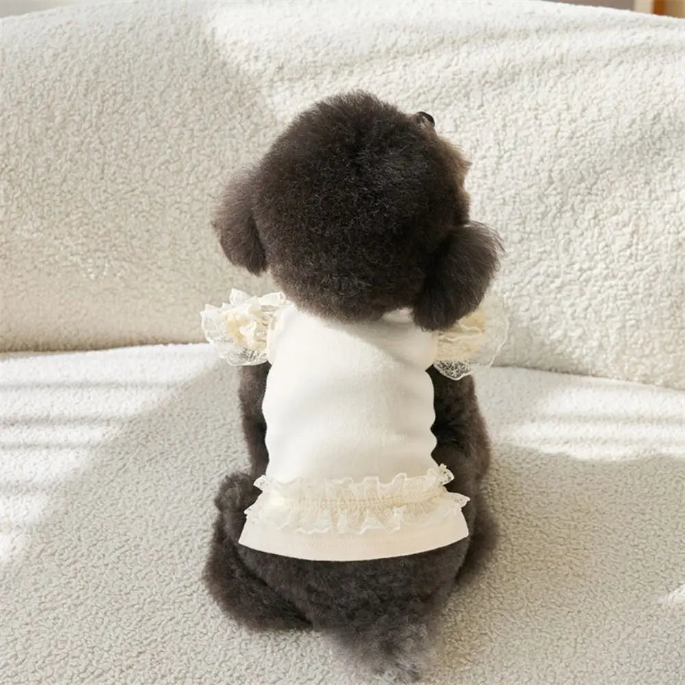 Pet Supplies Lace Pet Summer Vest Soft Flying Sleeve Cat Base Skirt Breathable Dog Clothes Puppy