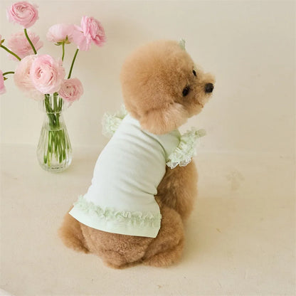 Pet Supplies Lace Pet Summer Vest Soft Flying Sleeve Cat Base Skirt Breathable Dog Clothes Puppy