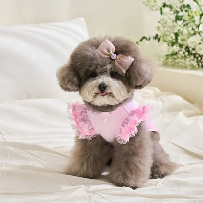 Pet Supplies Lace Pet Summer Vest Soft Flying Sleeve Cat Base Skirt Breathable Dog Clothes Puppy