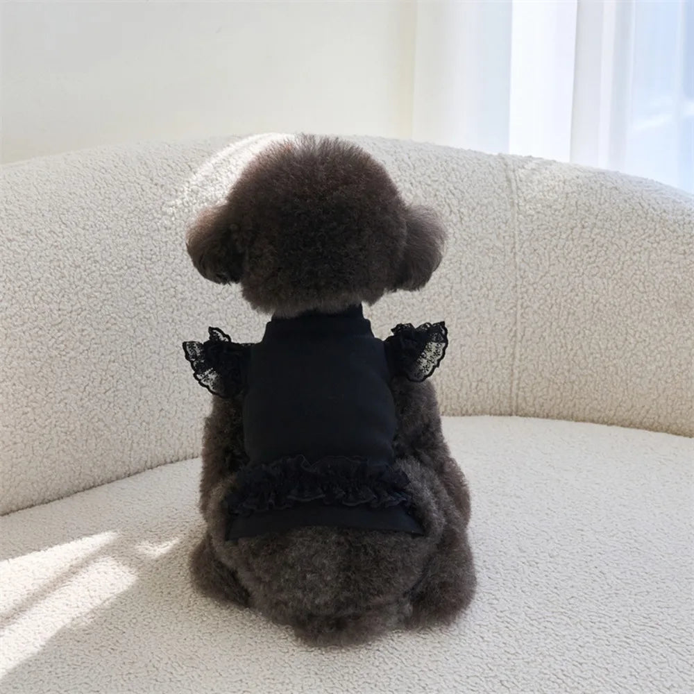 Pet Supplies Lace Pet Summer Vest Soft Flying Sleeve Cat Base Skirt Breathable Dog Clothes Puppy