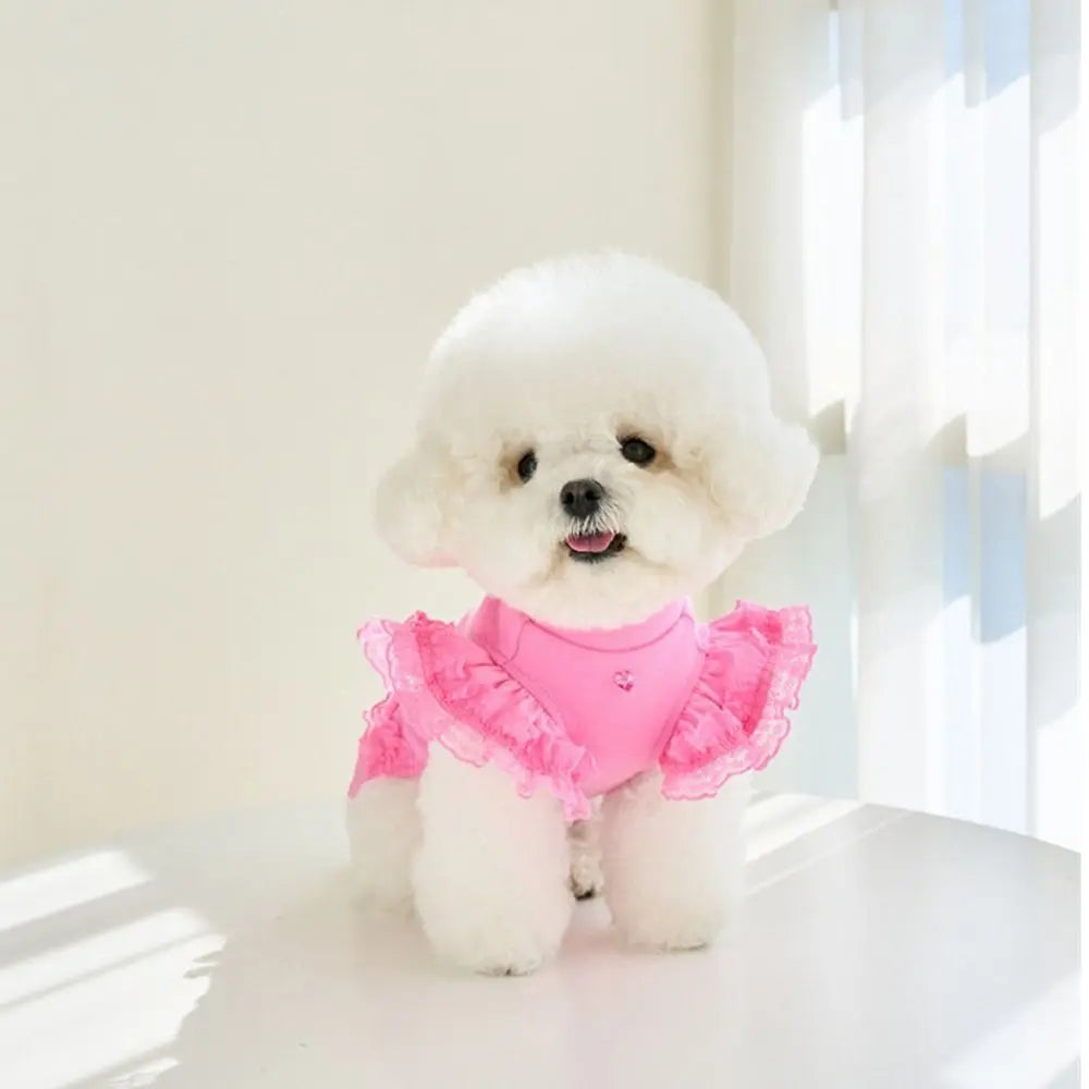 Pet Supplies Lace Pet Summer Vest Soft Flying Sleeve Cat Base Skirt Breathable Dog Clothes Puppy