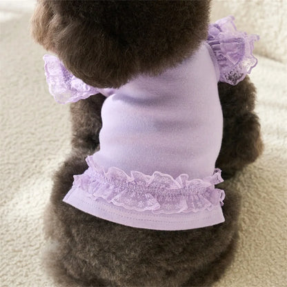 Pet Supplies Lace Pet Summer Vest Soft Flying Sleeve Cat Base Skirt Breathable Dog Clothes Puppy