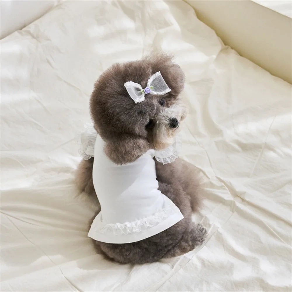 Pet Supplies Lace Pet Summer Vest Soft Flying Sleeve Cat Base Skirt Breathable Dog Clothes Puppy